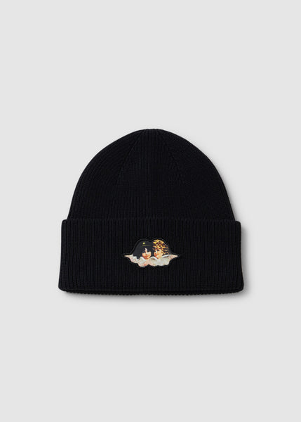 Black Womens Angel Patch Beanie