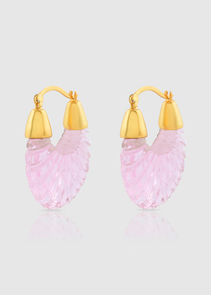 Womens Ettienne Gold Plated Glass Hoop Earrings in Pink