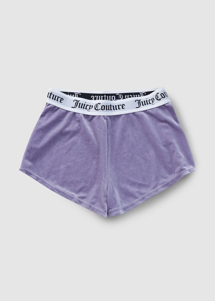 Juicy Couture Womens Venice Velvet Shorts with Logo Elastic in Daybreak