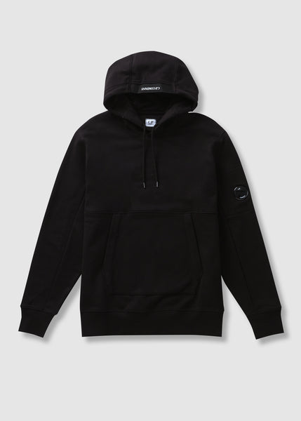 Black Mens Diagonal Raised Fleece Pullover Hoodie