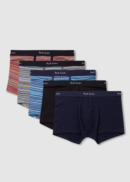 Blue Mens 5 Pack Stripe Trunk