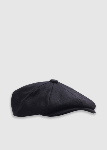 Black Wool Mens 8 Piece Melton Cap