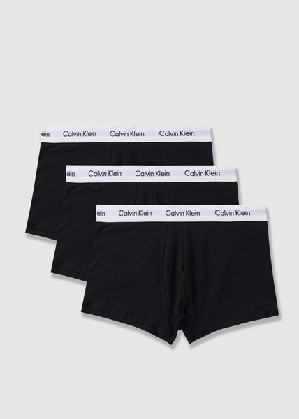 Pack of 3 Black Mens Low Rise Trunks Underwear