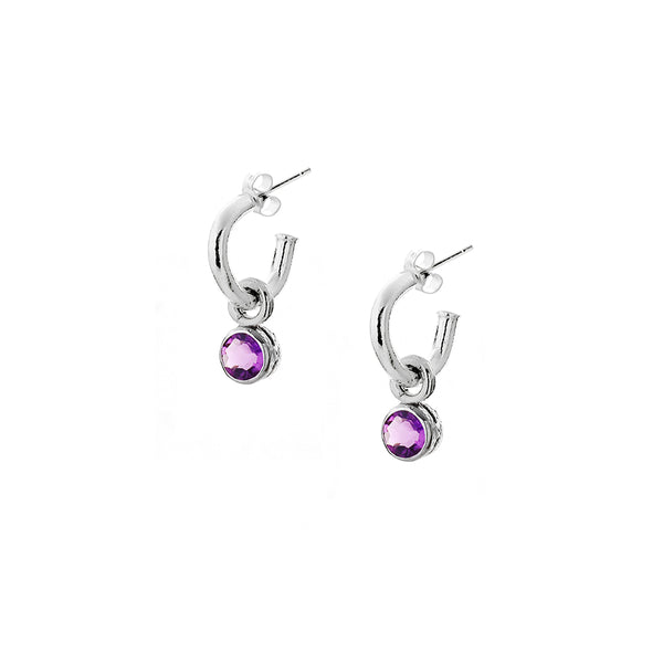 Renné Jewellery Mini Hoops And Amethyst Tiny Sweetie Charms