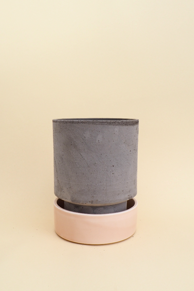 Gray Raw / Pink saucer (glazed) Hoff Jar Medium