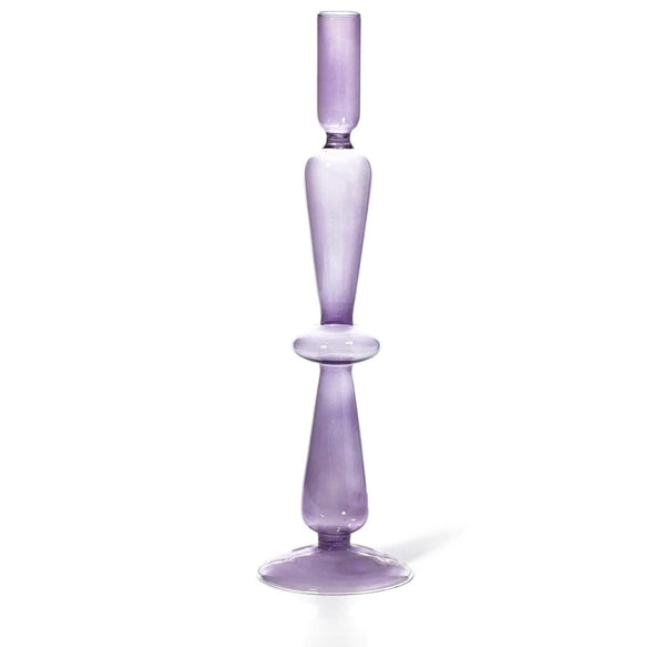 Decorative Glass Candle Holder In Lilac