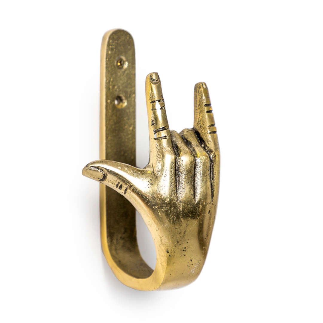 &Quirky Antique Gold Rock On Coat Hook