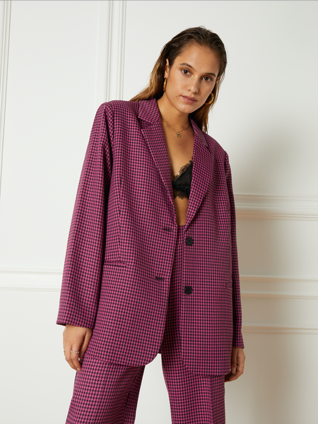 | Naomi Woven Oversized Blazer - Pink