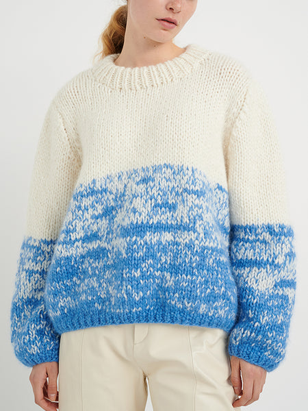 InWear Manda Handmade Knitted Jumper Blue And White