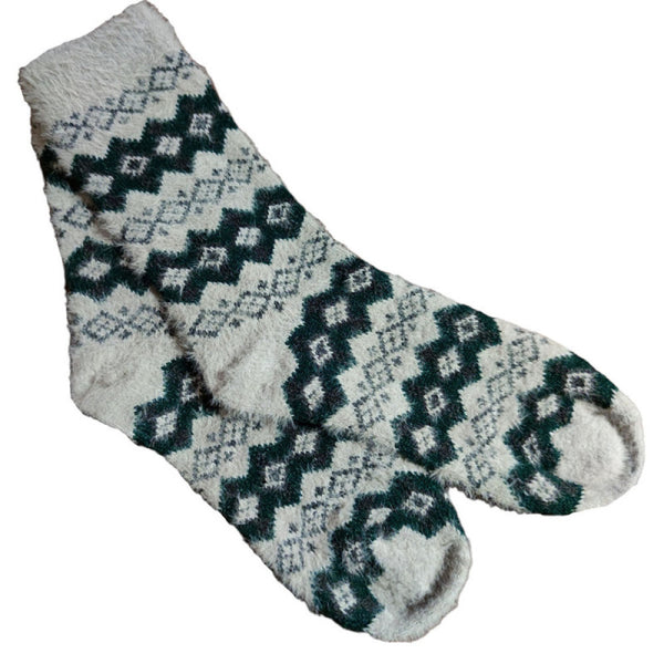 Grey Diamond Wool Blend Socks