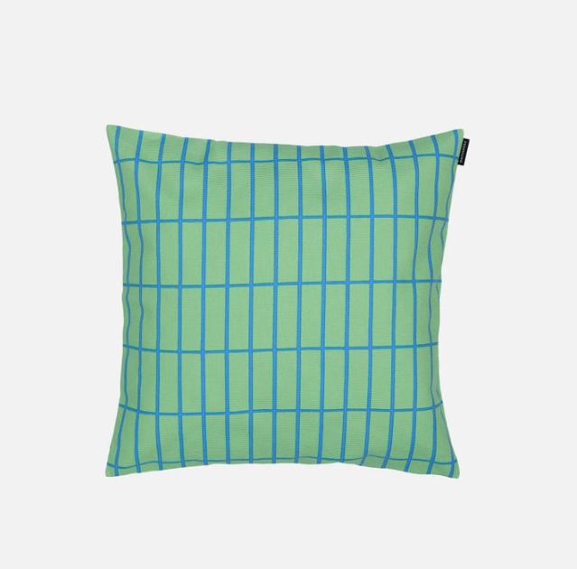 Marimekko cover cuscino 40x40 in cotone verde acqua e azzurro 