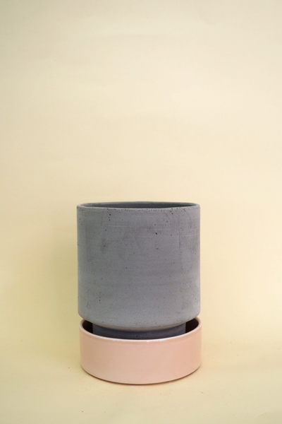 Gray Raw / Pink Saucer (Glazed) Hoff Jar Large