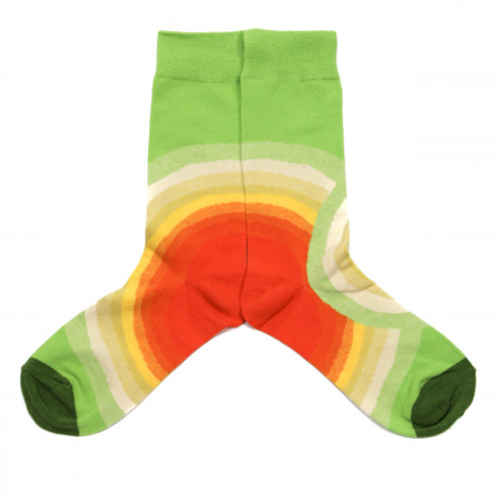F & J Collection Retro Circle Socks in Green and Orange
