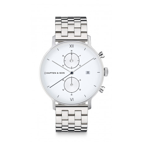 Montre Chrono Silver White Steel