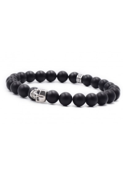 Bracelet Onyx Mat 8mm & Skull