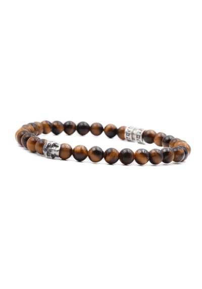 6mm & skull tiger eye bracelet