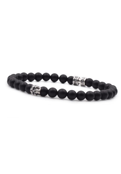 Bracelet Onyx Mat 6mm & Skull