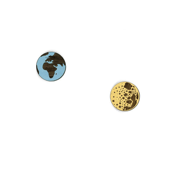 Earth & Moon Stud Earrings