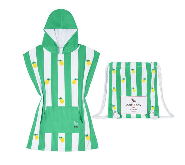 Kids Beach Poncho Green Stripe Pineapples