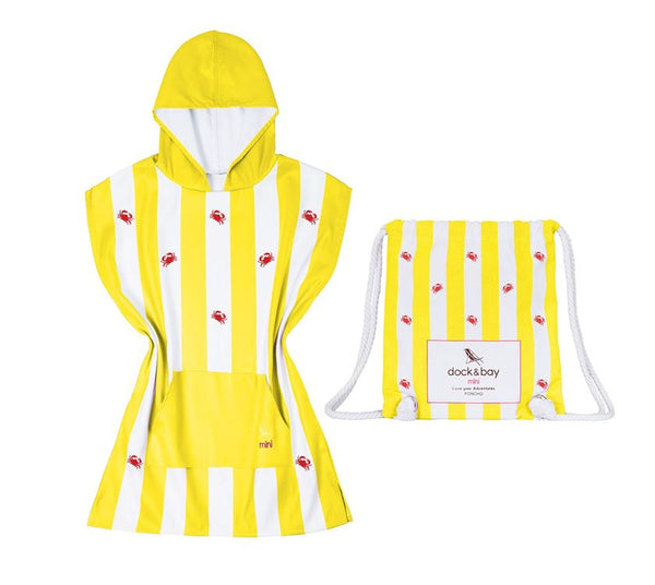 Kids Beach Poncho Yellow Stripe Crab