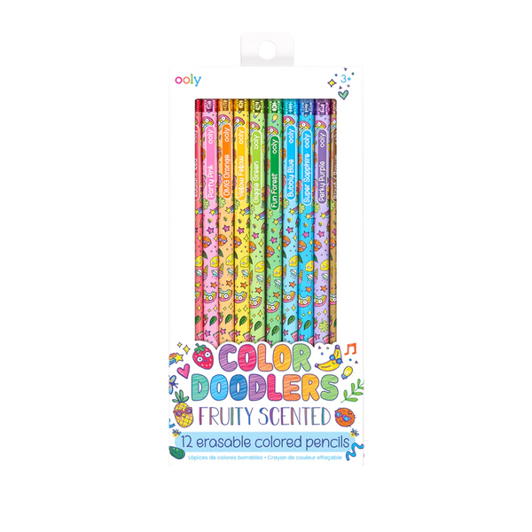 Ooly Color Doodlers Fruity Scented Erasable Color Pencils - Set Of 12