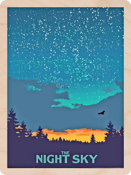 The Wooden Postcard Company Wooden Wall Art Night Sky