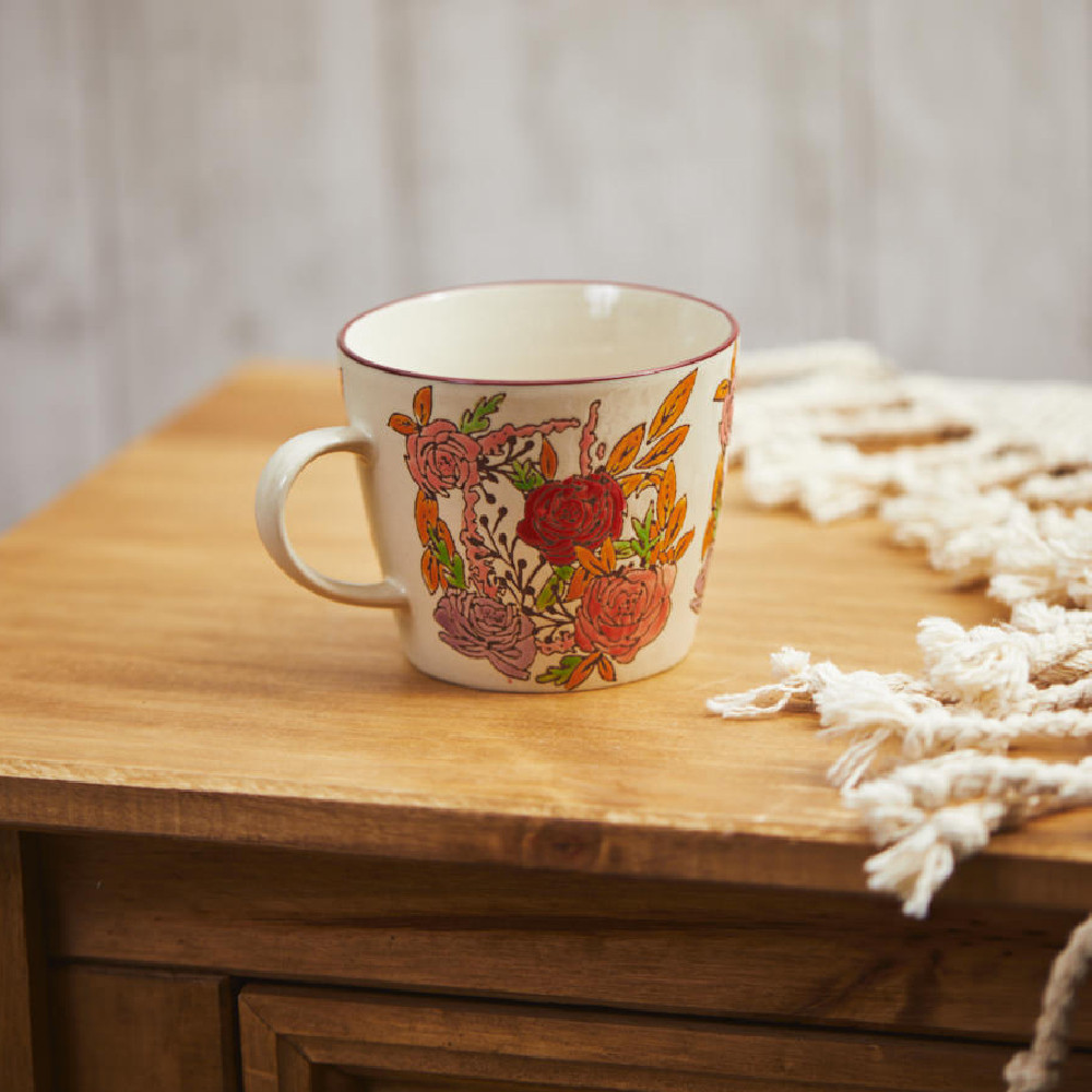 Floral Embossed Mug