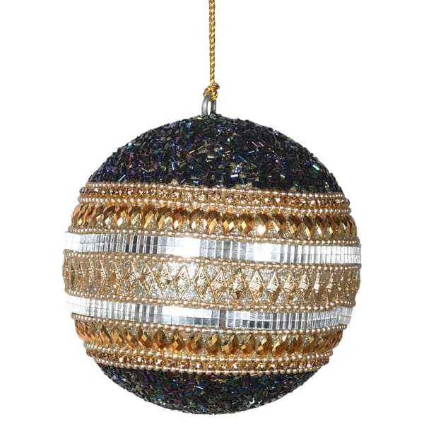 Or & Wonder Collection Black & Gold Beaded Bauble