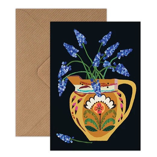 Brie Harrison  Muscari Flowers Greetings Card