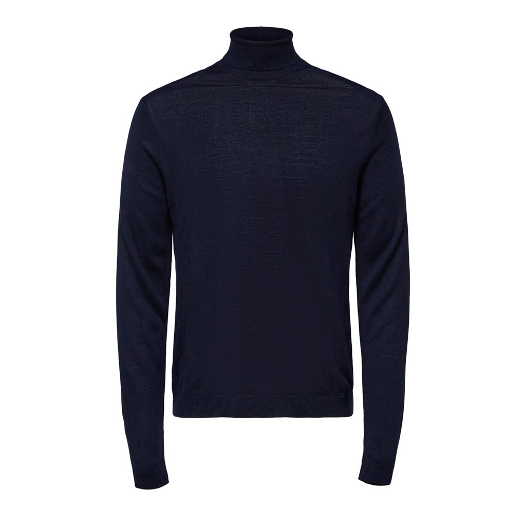Selected Homme Pull Col Roulé Marine
