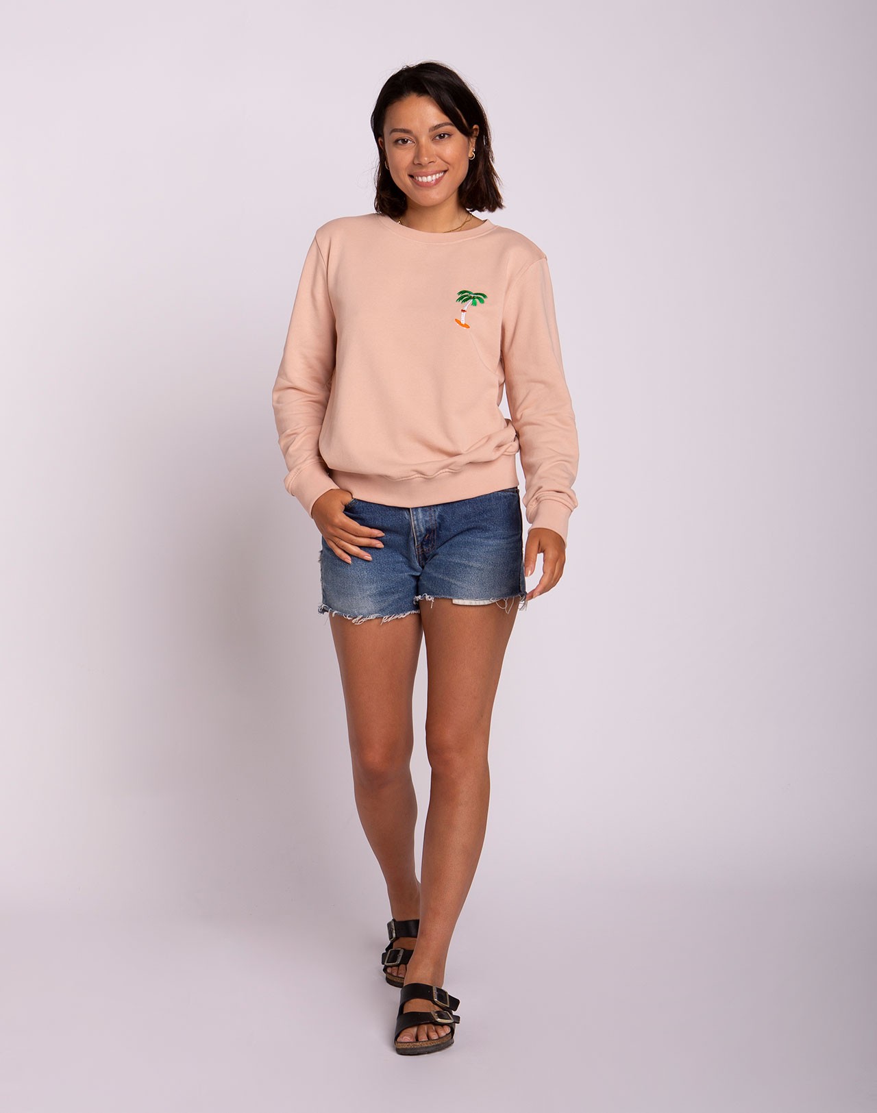 Rose embroidered sweatshirt for women