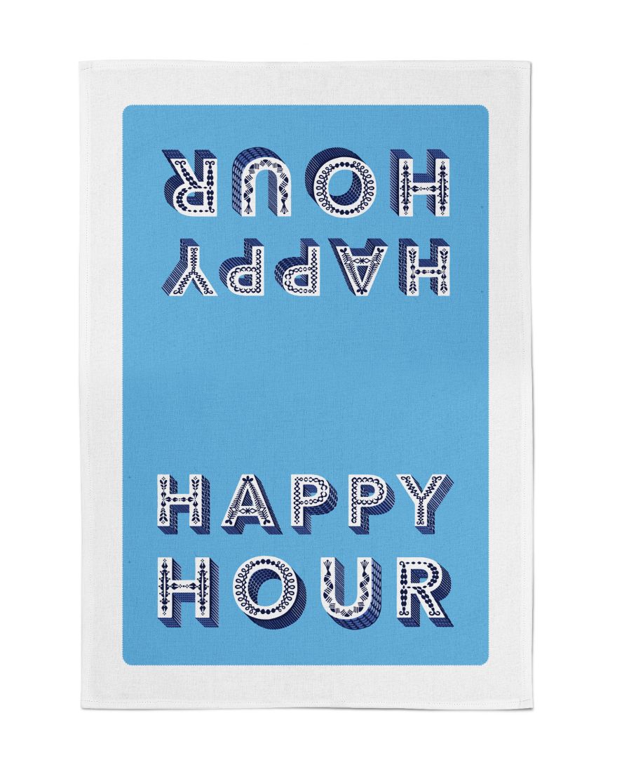 Blue Happy Hour Asta Barrington Tea Towel