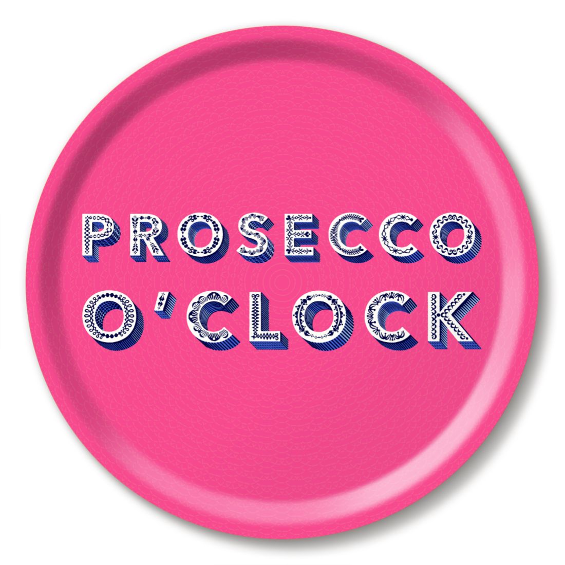 Bright Pink Round Prosecco O Clock Asta Barrington Tray