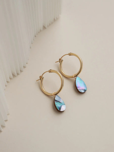 Raindrop Hoops In Blue Mother Of Pearl