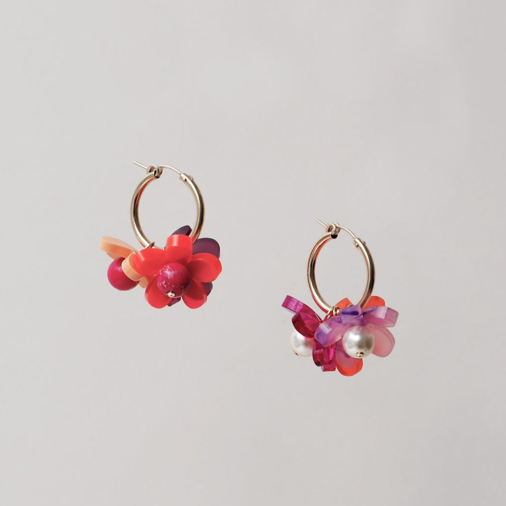 Ophelia Charm Hoops - Pink