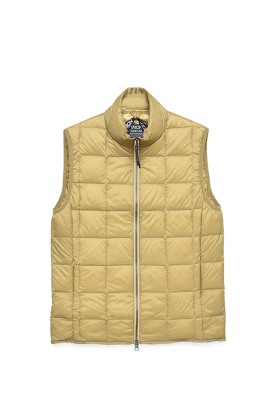 Hi-Neck Zip Down Vest - Beige