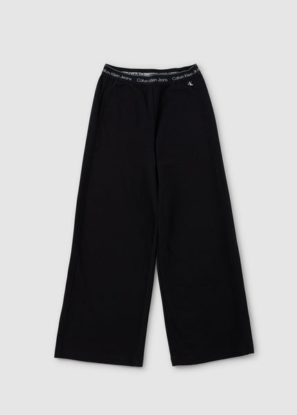 Kids Logo Tape Wide Leg Punto Pants In Ck Black