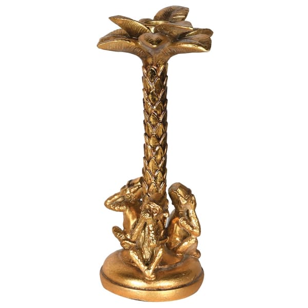 Gold Distressed Monkey Candle Holder