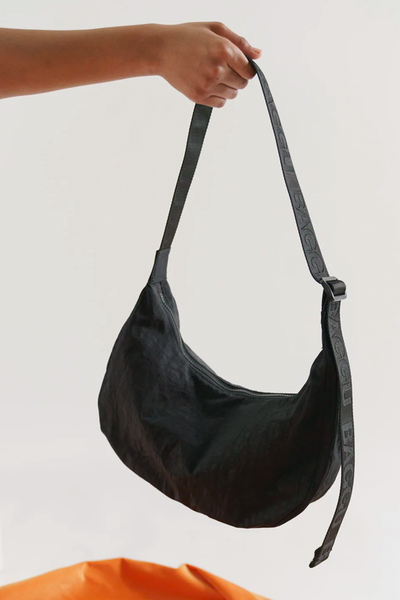 Baggu Medium Nylon Crescent Black Bag