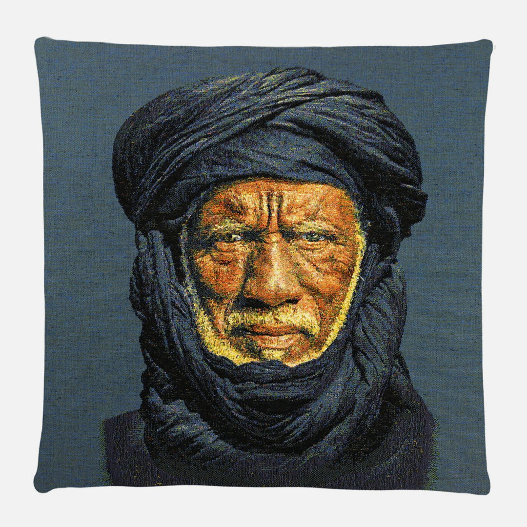 Thomas Albrecht Tapestry Art Cushion Tuareg Man – Indigo Blue