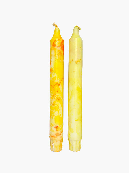 Malene Wagner Pack Of 2 Marble Silu Candles - Yellow