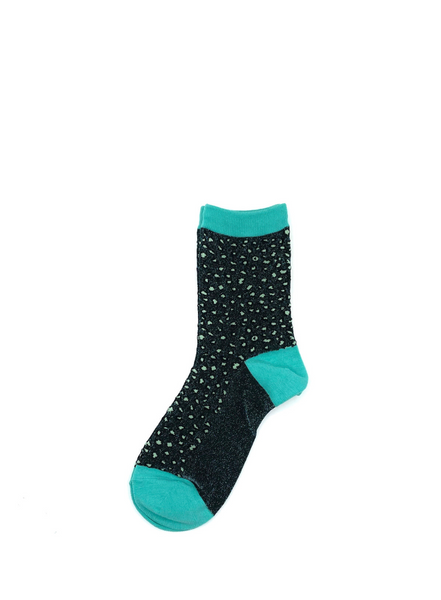 Cheetah Luxe Socks In Turquoise From