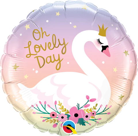 thepartyville 18" Round Foil Oh Lovely Day Swan #10371 - Each (pkgd.)