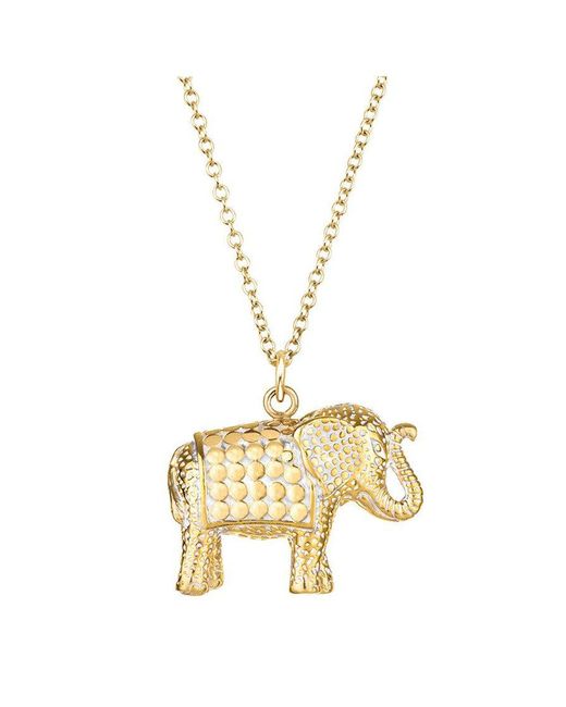 Large Elephant Charm Necklace - Gold