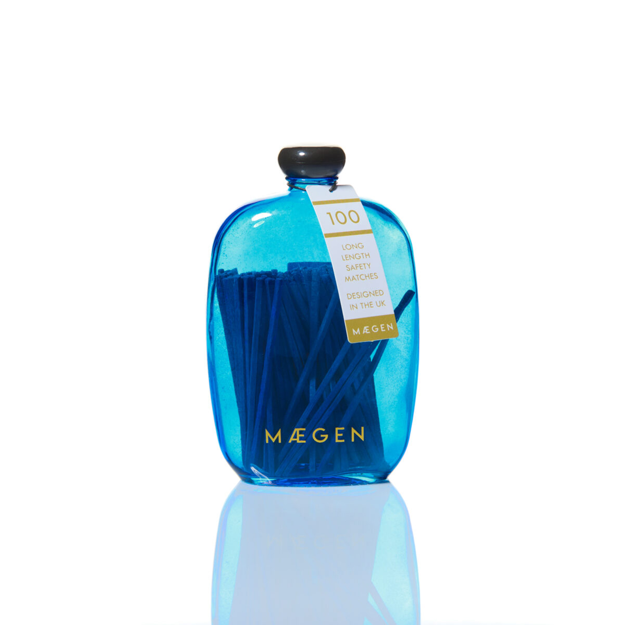 Maegan Bubble Jar With Matches- Diffused Blue