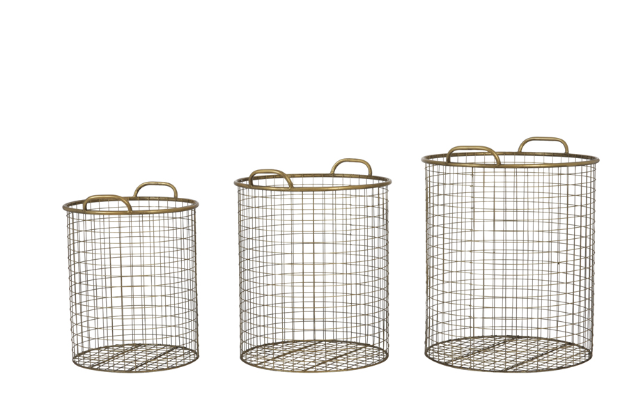 Light & Living Set of 3 baskets, PERLIS bronze 