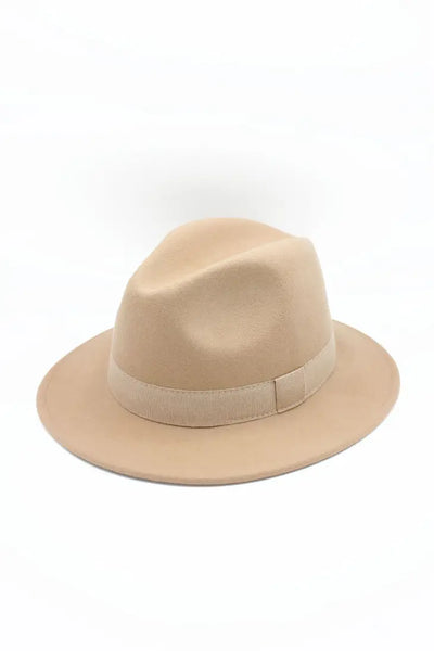 Cream Crushable Waterproof Wool Fedora Hat With Ribbon