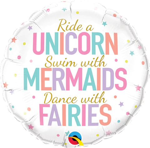 thepartyville 18" Round Foil Unicorn/mermaids/fairies #97402 -