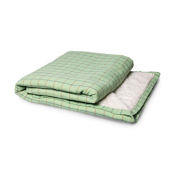 Checkered Sherpa Throw Green