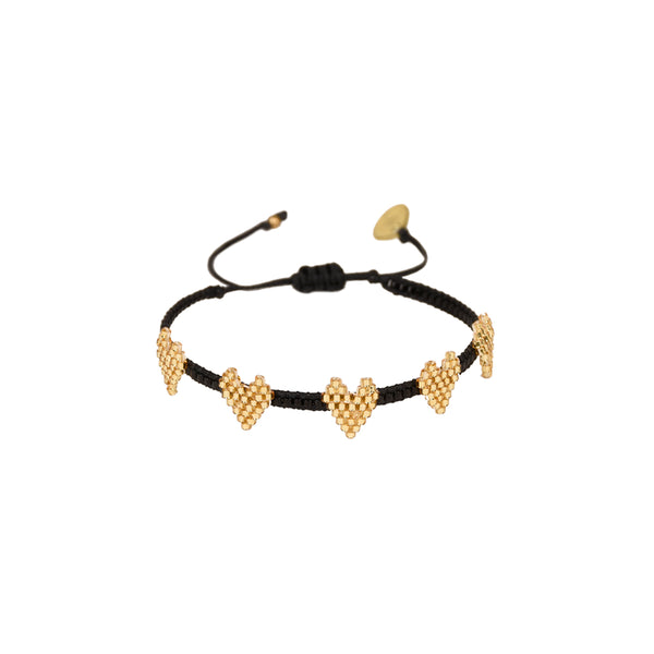 Multi Heart Bracelet Black/gold